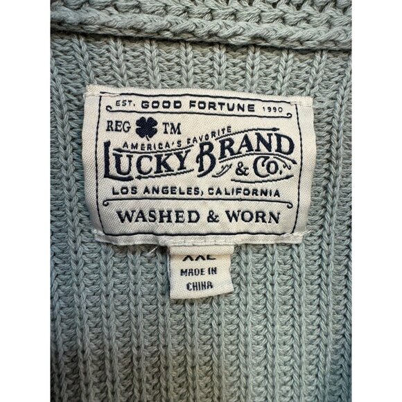 Lucky Brand Womens Washed & Worn Ribbed Zip-Up Cardigan XXL Pale Green - Picture 2 of 11